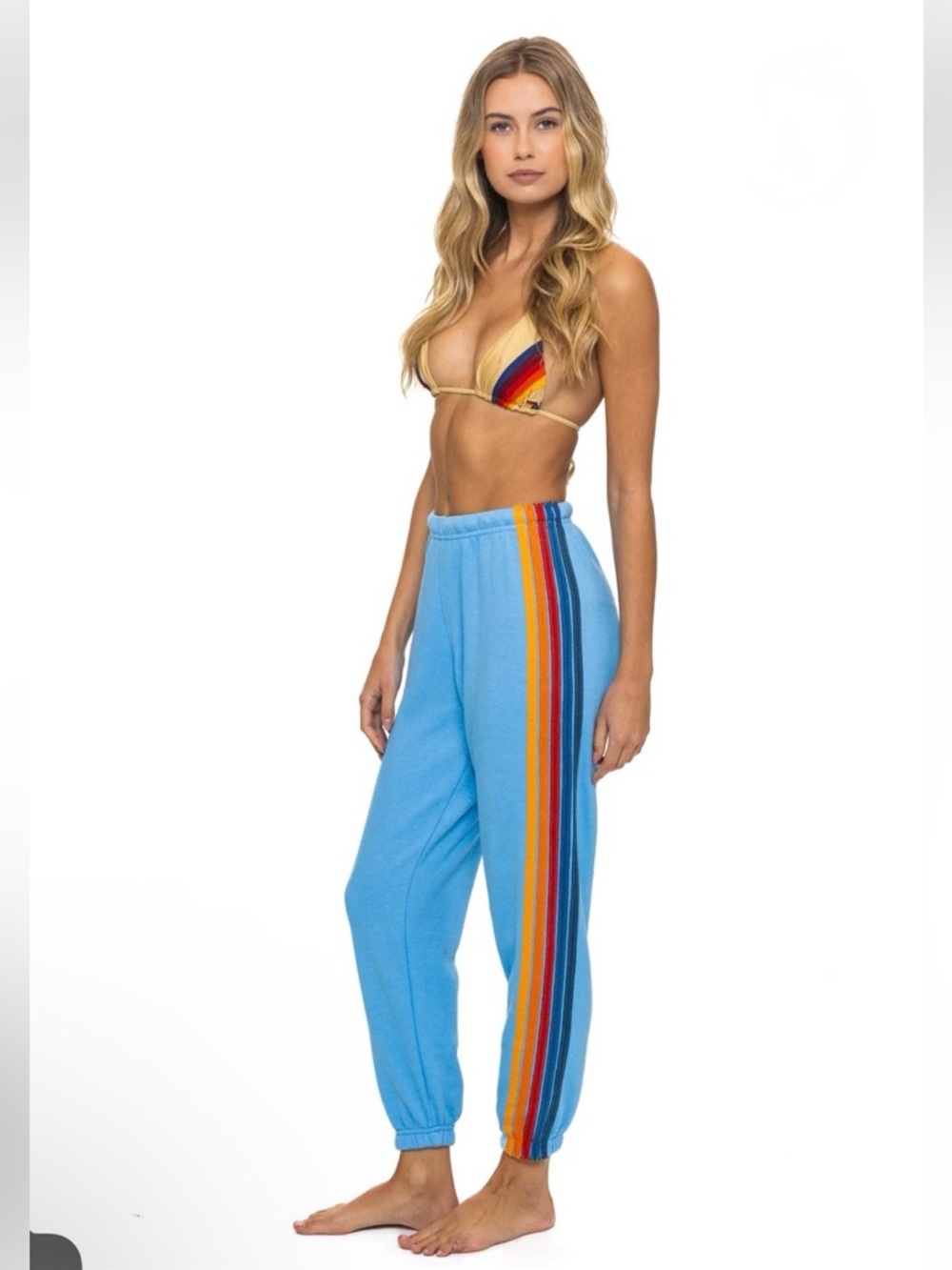 Aviator Nation 5 Stripe Sweatpants in Sky